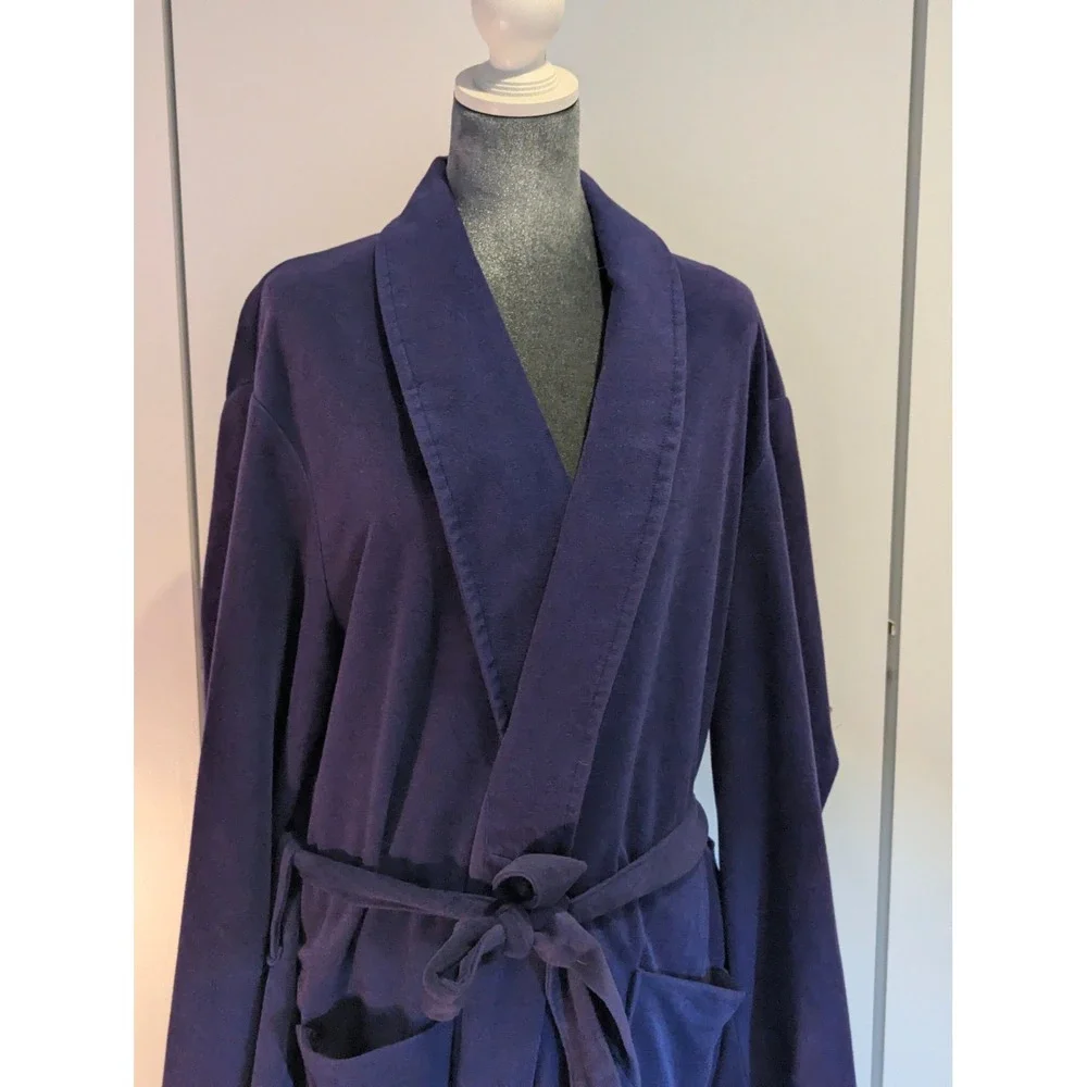 Medallion Vintage Purple Plush Wrap Robe Shawl Collar Belted Pockets XL Robe